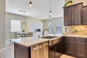 kitchen view of a Cullers Homes with a slight view of the dining room beyond