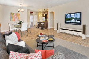 Example of the interior floor plans by Cullers Homes showing an open living room and dining room