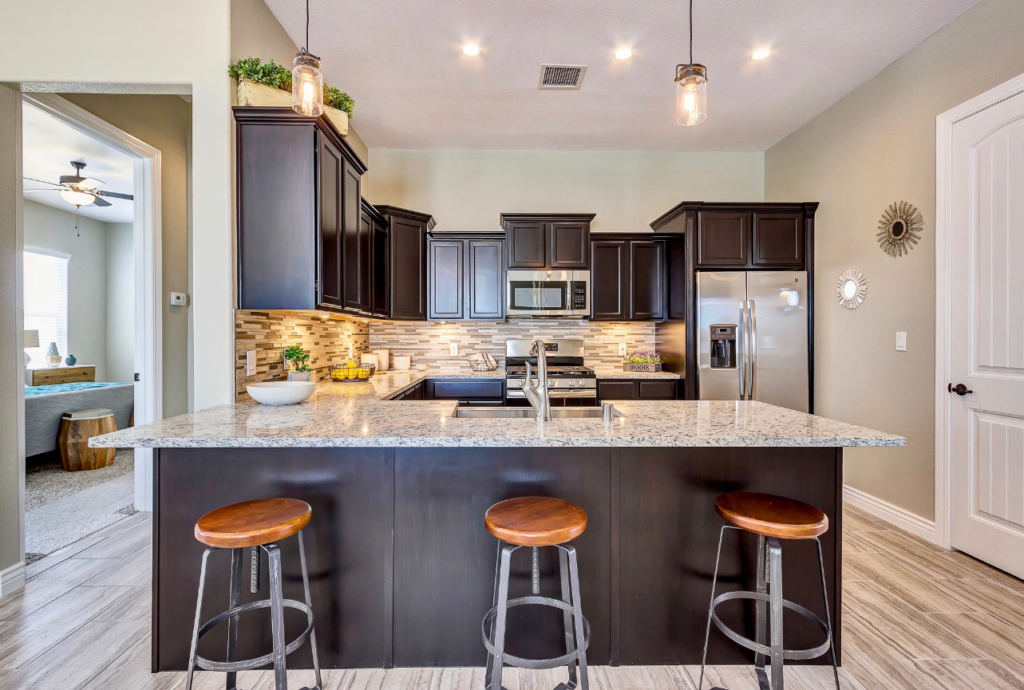 the kitchen of a new home 