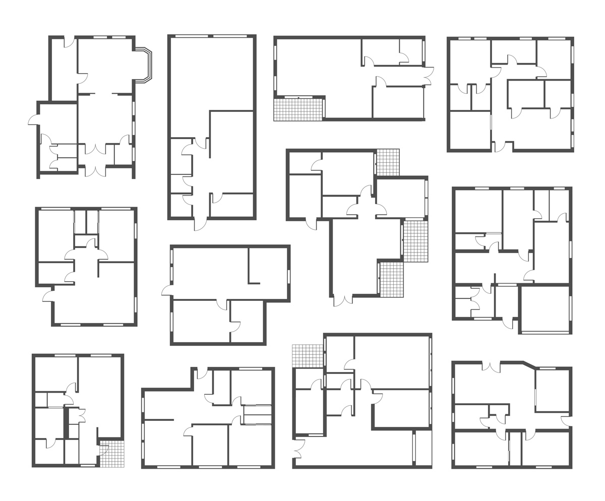 Twelve different floor plan drawings against a white background in El Paso.